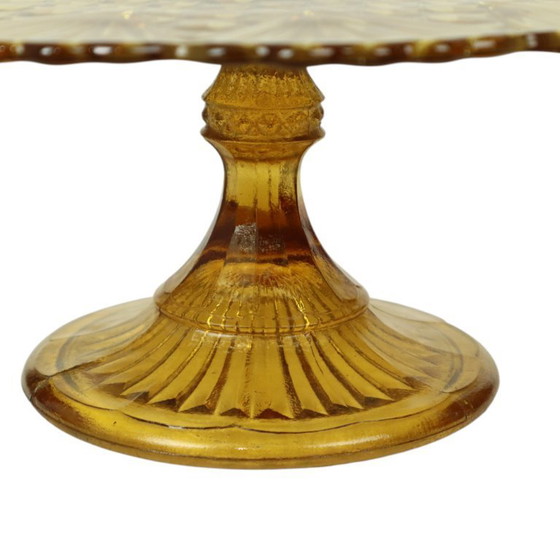 Image 1 of Art Deco Amber Taartplateau