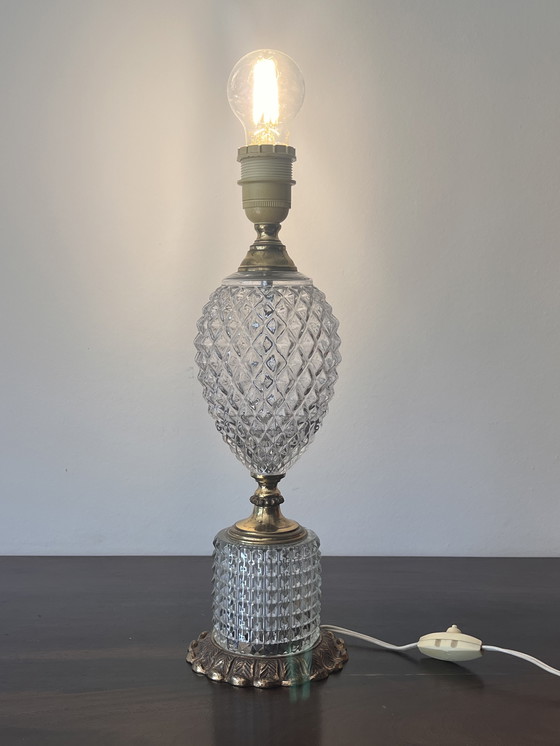 Image 1 of Lampe de table 1960 Ananas en relief Verre poli