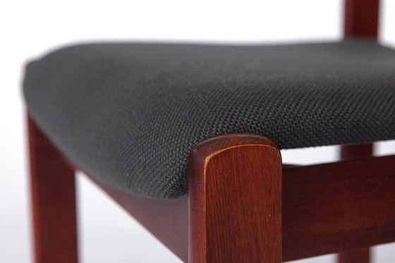 Image 1 of Sedia impilabile vintage Lübke, design tedesco anni '70, legno di faggio scuro e rivestimento color senape