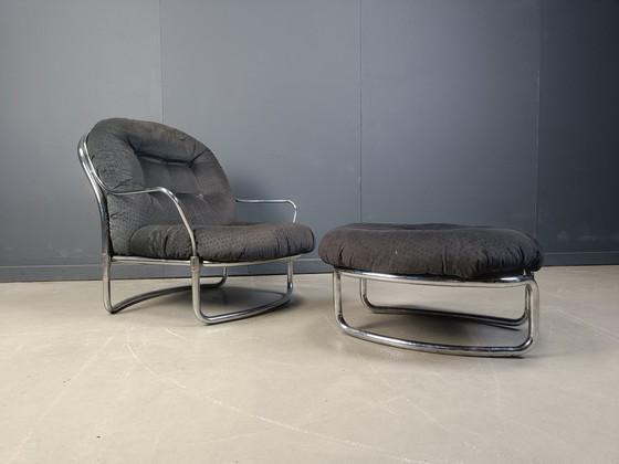 Image 1 of Sillón con taburete modelo 915 de Carlo de Carli para Cinova, década de 1970