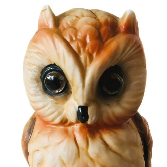 Image 1 of Vintage Ardalt Verithin hand-painted Owl night light Owl lamp 1960s