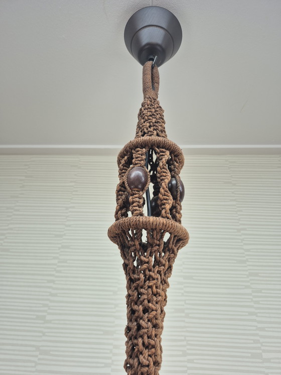 Image 1 of Temde Leuchten hanglamp. Vintage jaren 70 macrame lamp.