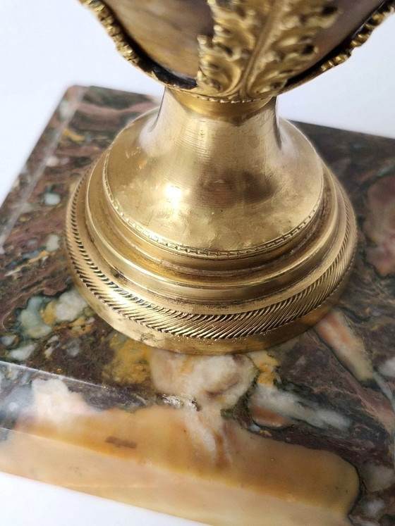 Image 1 of Pair of cassolettes in breccia marble and gilt bronze, Napoleon III 19th century