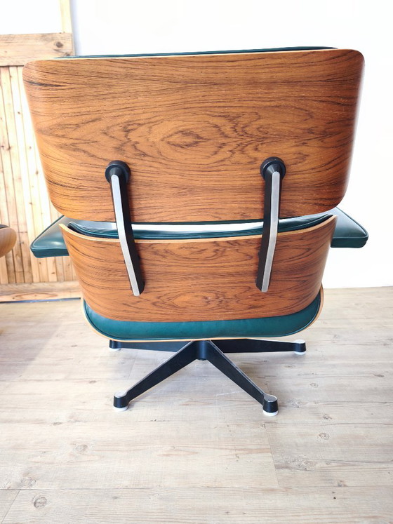 Poltrone Eames Lounge originali Herman Miller con pouf. In pelle verde avocado – Legno (photo 7 of 12)