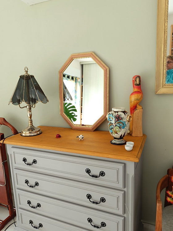 Image 1 of Achthoekige spiegel uit de jaren 70