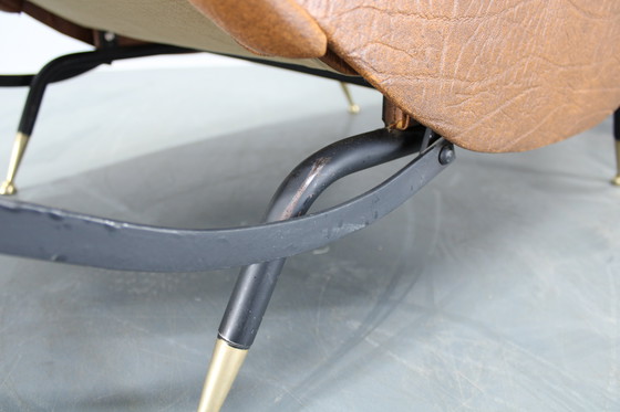 Image 1 of 1950 Marco Zanuso Liggende 'Lady' Loungestoel in kunstleer, Italië