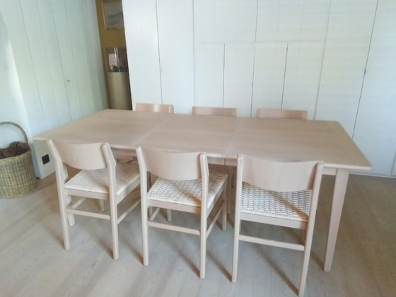Image 1 of Set of table with 6 chairs in beech