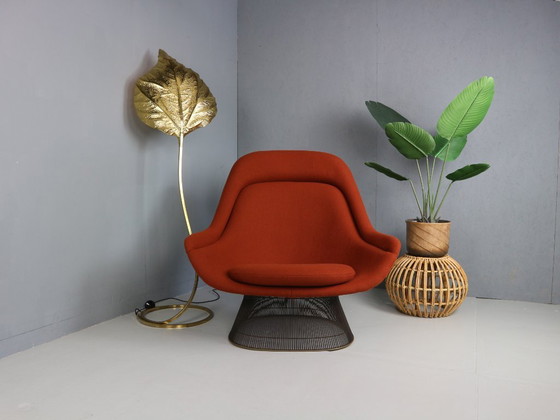 Image 1 of Early bronze lounge chair by Warren Platner for Knoll 1960s in rust red