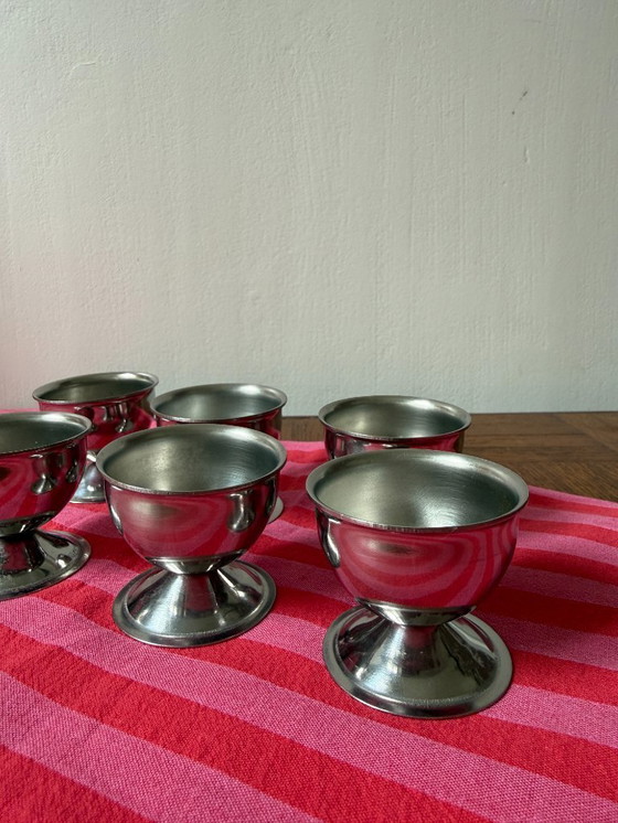 Image 1 of Set van 6 roestvrijstalen eierdopjes