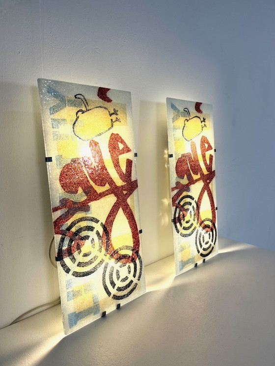 Image 1 of Glass GYLLEN wall lamps, designed by Julia Treutiger for Ikea, 1990s.