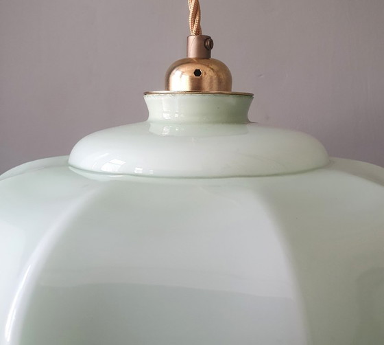 Vintage Franse Hanglamp - Pastel Groen Opaline Glas – Hanglampen (photo 13 of 16)