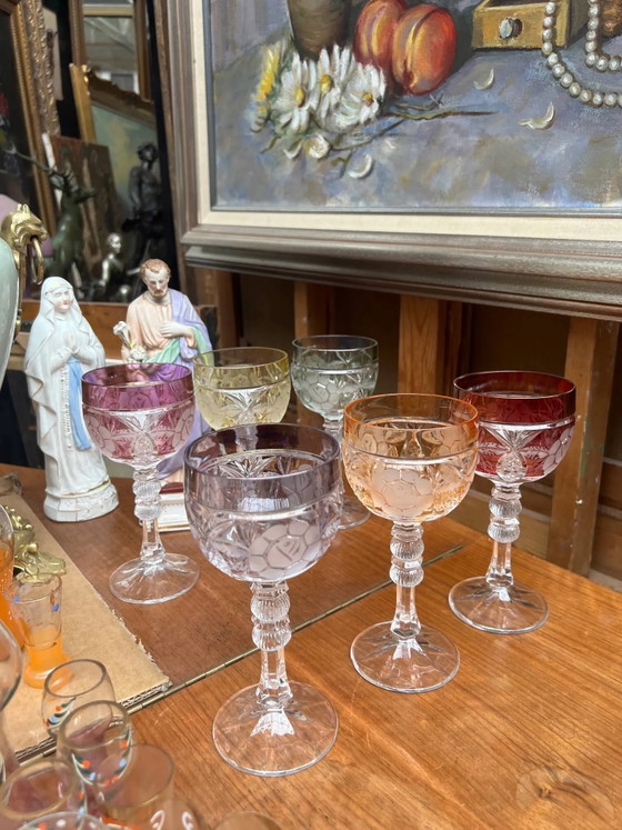 Set van 6 wijnglazen. Massief gekleurd kristal. – Glazen & Karaffen, Crystal, Glass (photo 4 of 8)