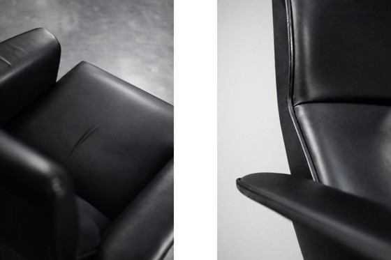 Image 1 of Vintage Mid-Century Modern Danish Black Leather Lounge Chair by Georg Thams for A/S Vejen Polstermöbelfabrik, 1960s