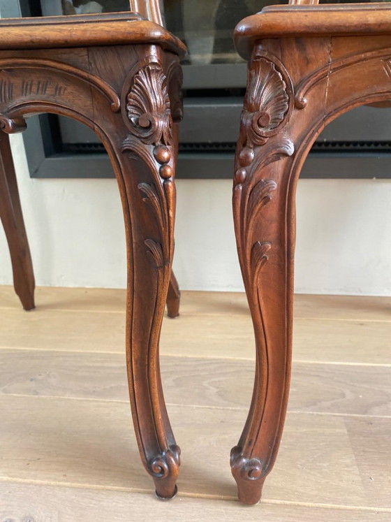 Set Antieke Louis XV-Stijl Met Sierlijk Snijwerk In Rococostijl – Eetkamerstoelen, Wood (photo 5 of 5)