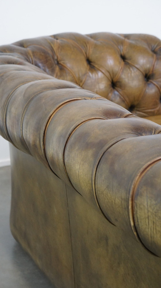 Image 1 of Beef Leather Chesterfield Sofa