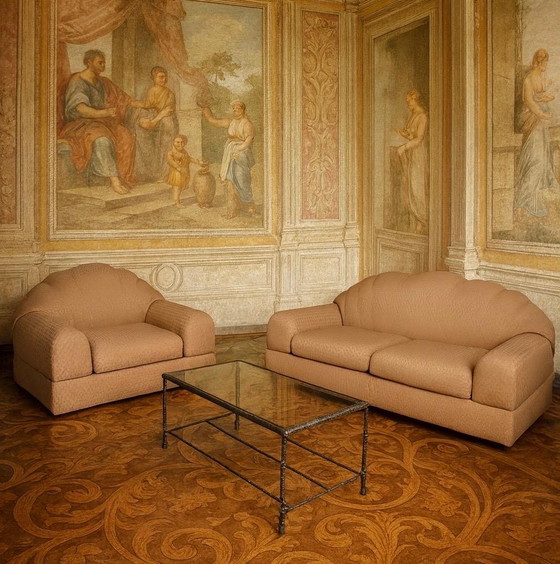 Alain Delon 1970 Poltrona e Divano in seta Hollywood Regency per Maison Jansen Francia – Divani, Metal (photo 11 of 27)