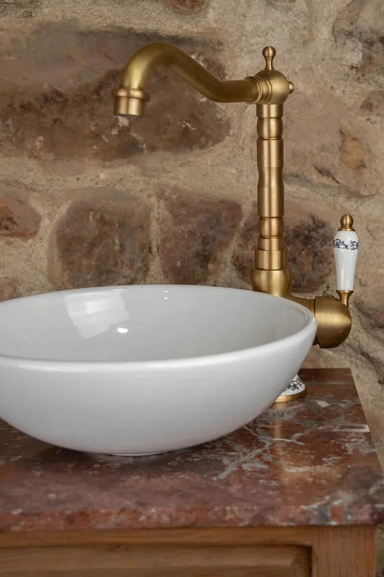 Piccolo lavabo antico in legno e marmo rosso. – Armadi contenitori, Vintage (photo 8 of 13)