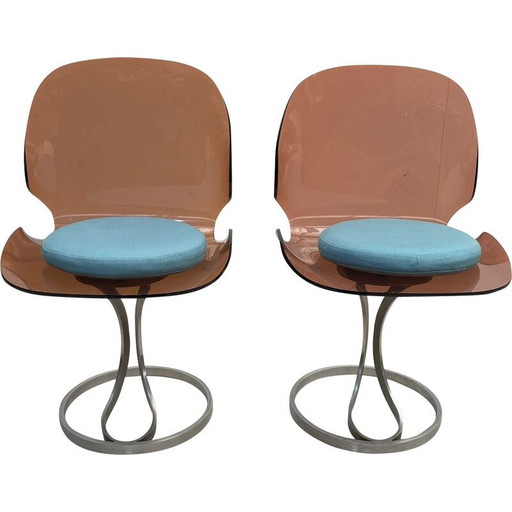 Pair of vintage chairs in plexiglass, 1970