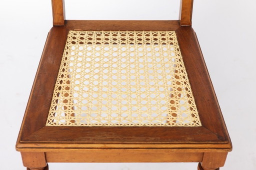 Silla de comedor belga antigua, silla de mimbre restaurada, silla de madera de haya, c. 1920