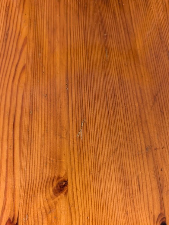 Image 1 of Vintage grenen eettafel met vier stoelen, jaren 70