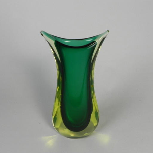 Murano Sommerso Vase in Green and Yellow-Amber Glass, 1960s – vazen, Vintage (photo 2 of 14)