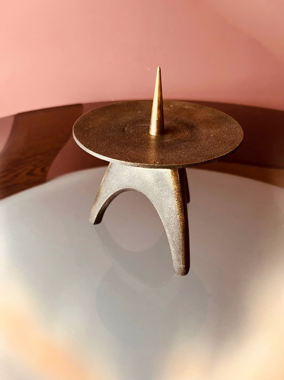Image 1 of Unique! Brutalist bronze '60s candlestick