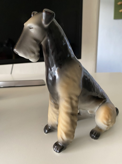 Vintage Hollóháza Fox Terriër Beeldje