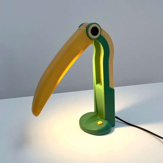 Image 1 of Lampe Toucan Vert Mer et Jaune par H.T. Huang pour Huanglite, années 1980
