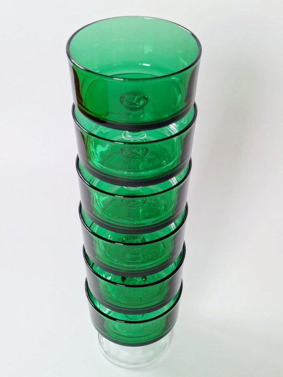 Image 1 of Juego de 6 copas para sorbete Luminarc de mediados de siglo | Verde esmeralda | Copas francesas