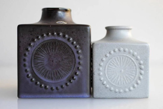 Image 1 of Mid-century Scandinavian modern art pottery vases in ceramic by Göran Andersson for Upsala Ekeby, Sweden, 1970s, set of 2