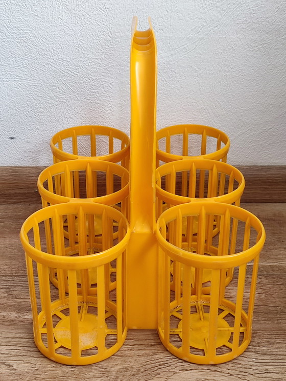 Image 1 of Portabottiglie vintage arancione giallo portabottiglie pladti