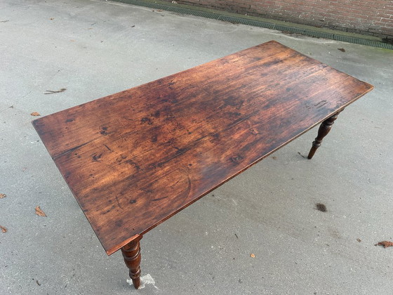 Image 1 of Table de salle à manger de ferme ancienne et robuste – 206,5 x 96 x 78 cm