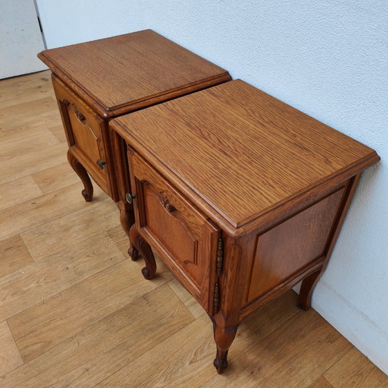 Image 1 of Set of wooden Vintage bedside tables, side tables in Queen Ann style