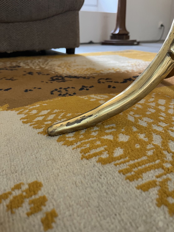 Image 1 of 70s side table in brass and glass