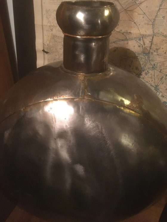 Coppia di borracce in metallo lucidato dal Rajasthan. – Bicchieri e caraffe, Vintage (photo 9 of 12)