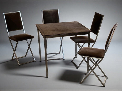 Folding bridge games table and chairs, Christian Dior Vintage, Italy 1970