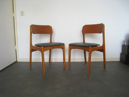 2 x sillas OD Møbler Erik Buch de teca modelo 49