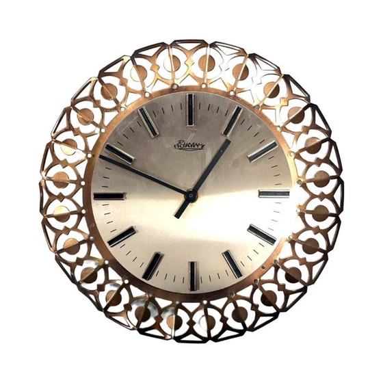 Image 1 of Richter wall clock, brass, openwork, West Germany, 1960s.