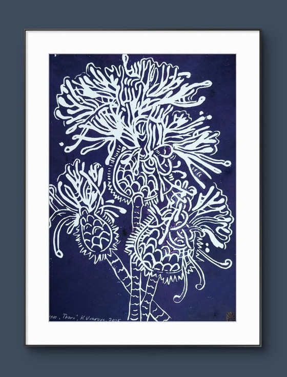 Image 1 of Blackthorn Linocut – A3 Botanical Art Print