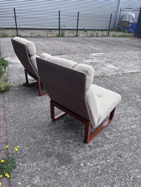 Image 1 of 2 stuks design vintage teak magnes olesen poltrona fauteuil