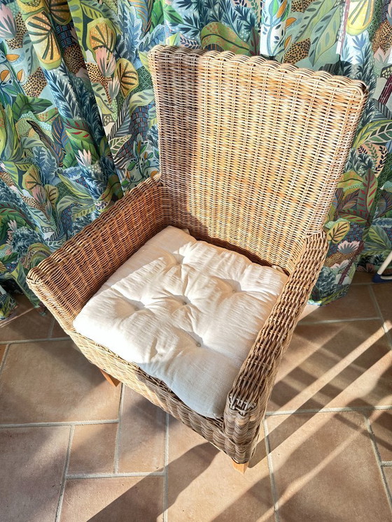 Image 1 of Armchairs in wicker and solid teak