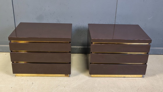 Image 1 of Vintage pair of bedside cabinets by Jean Claude Mahey, 1970s