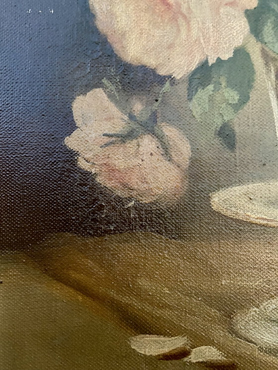 Antico dipinto a olio floreale firmato Lambert – Francia, c. 1920–1940 – Dipinti e disegni, Canvas (photo 7 of 9)
