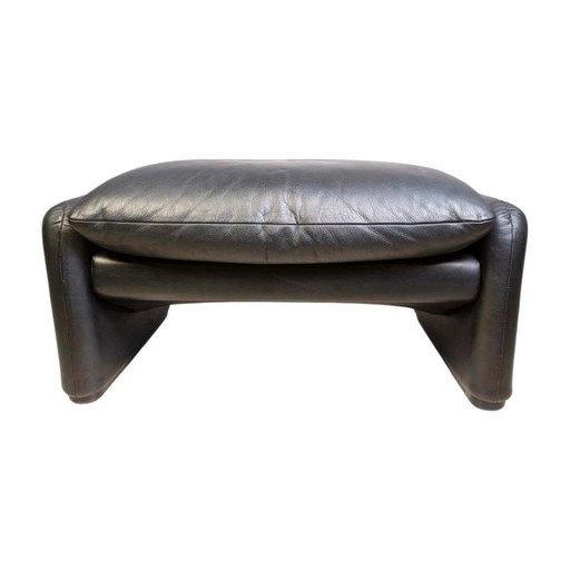 Cassina Maralunga Hocker Vico Magistretti Ottoman Leder schwarz