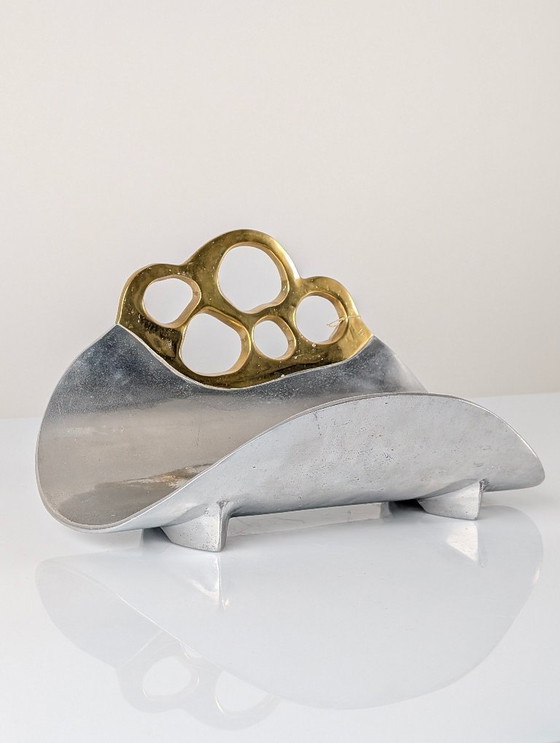 Image 1 of Porte-bûches en aluminium et laiton de David Marshall, Espagne, années 1980