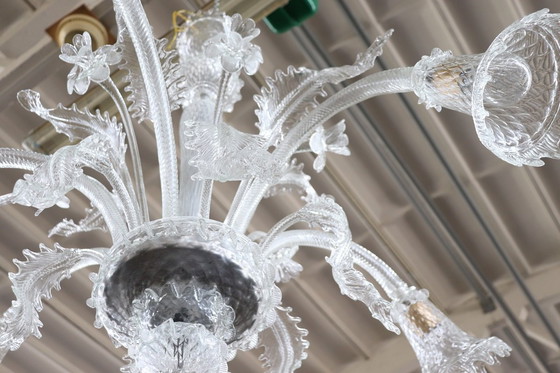 Image 1 of Transparenter Kronleuchter aus Muranoglas, 1980er Jahre