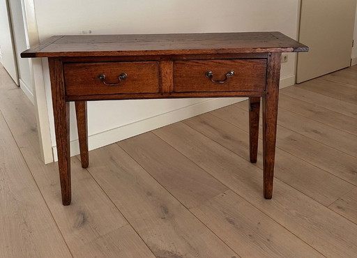 Sidetable van massief hout met 2 lades 