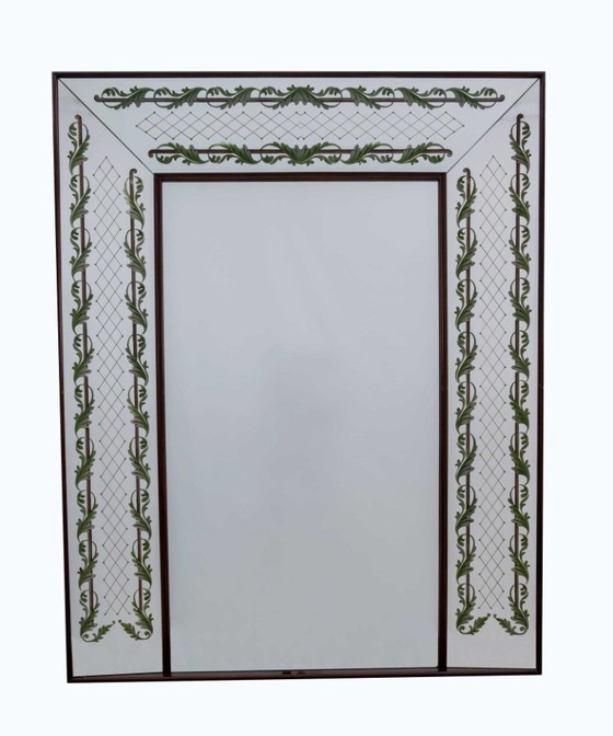 Image 1 of Luigi Brusotti Mid Century Modern Italiaans versierde spiegel, jaren 1940