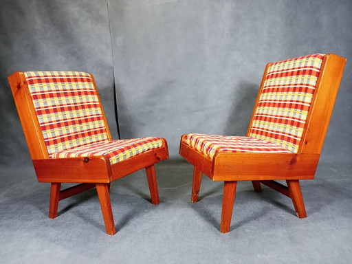 2 Brutalist Armchairs By Krasna Jizbà, Vintage Czech 1960S