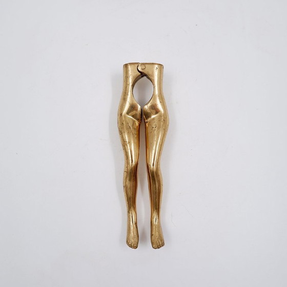 Image 1 of Vintage brass nutcracker in the shape of a woman's legs, 1970s